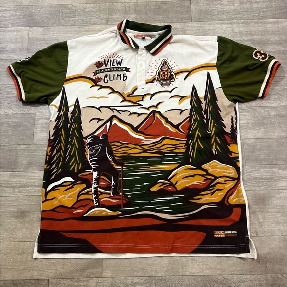 Blac Leaf Graphic Mountain Adventure Men's Shirt - Multicolor 3X - Picture 1 of 7